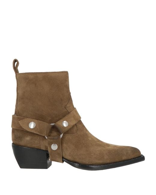 Golden Goose Deluxe Brand Brown Khaki Ankle Boots Leather