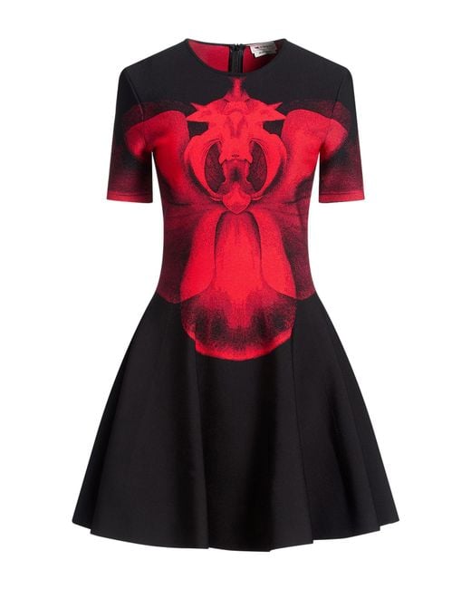McQueen Red Mini Dress Viscose, Polyester, Polyamide, Elastane