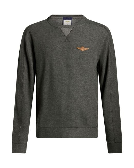 Aeronautica Militare Green Taupe Sweater Polyester, Cotton for men