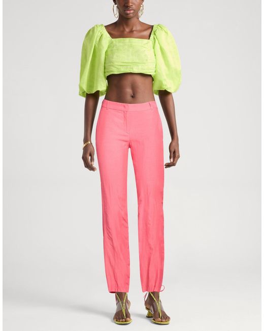 Blugirl Blumarine Pink Coral Pants Viscose, Linen