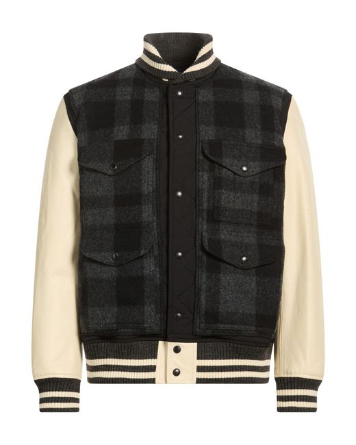 Junya Watanabe Black Charcoal Jacket Polyester, Wool, Cow Leather, Acrylic, Nylon for men