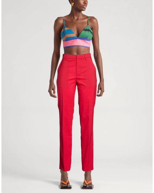 Department 5 Red Pants Polyester, Virgin Wool, Elastane