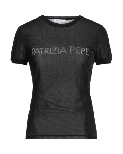 Patrizia Pepe Black T-Shirt Viscose, Polyester, Polyamide, Elastane