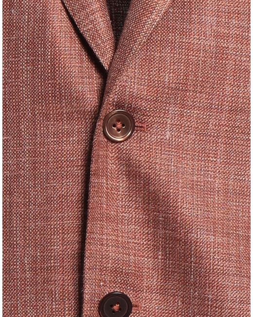 Tombolini Red Rust Blazer Wool, Silk, Linen for men