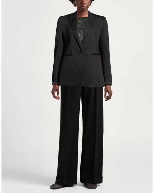 Dondup Black Blazer Cotton, Silk, Elastane