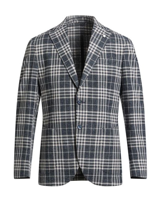 Luigi Bianchi Men's Gray Blazer Cotton, Linen, Elastane