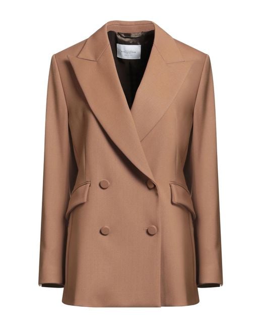 Ballantyne Brown Camel Blazer Polyester, Virgin Wool, Elastane