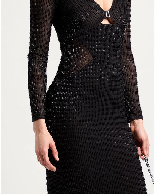 Self-Portrait Black Midi-Kleid