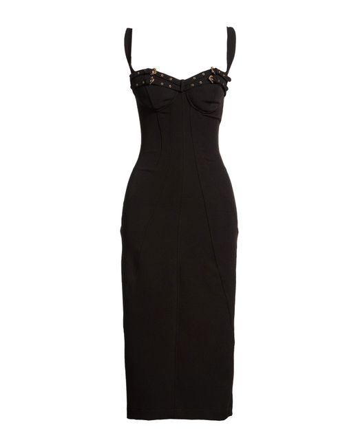 Versace Jeans Couture Black Midi Dress Polyester, Elastane