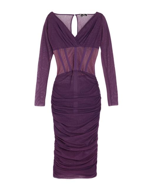 Elisabetta Franchi Purple Midi Dress