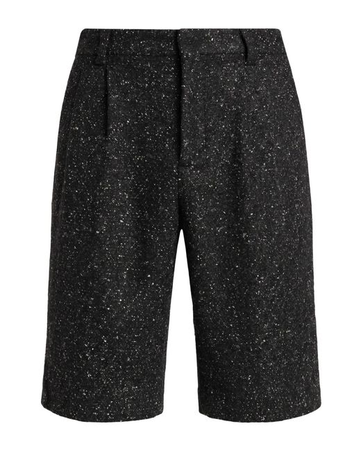 Roberto Collina Black Shorts & Bermuda Shorts Wool, Polyester, Acrylic, Silk, Textile Fibers for men
