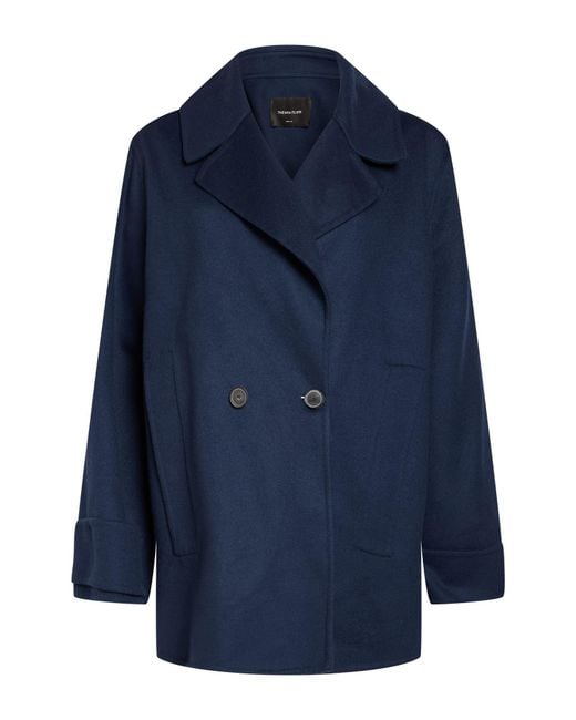 Fabiana Filippi Blue Midnight Coat Virgin Wool, Cashmere