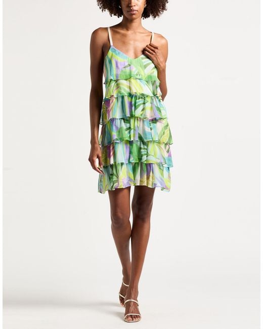 Kocca Green Mini Dress Polyester, Metallic Fiber