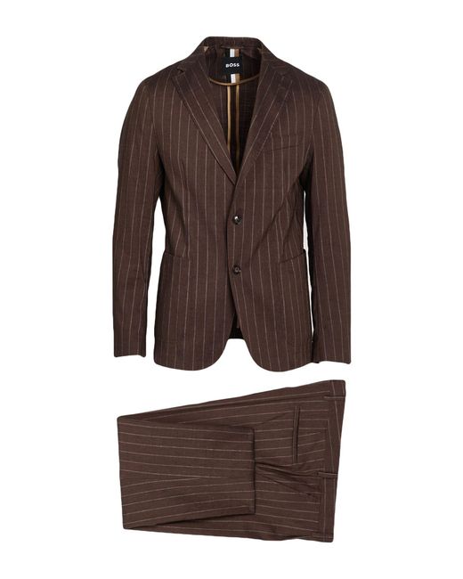 Boss Brown Chocolate Suit Linen, Virgin Wool, Elastane for men