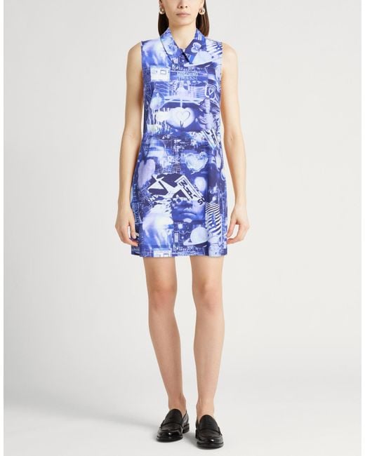 Moschino Blue Bright Mini Dress Cotton, Elastane