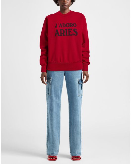 Aries Red Sweatshirt Cotton