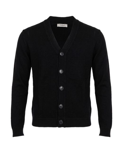 Crossley Black Cardigan Wool for men