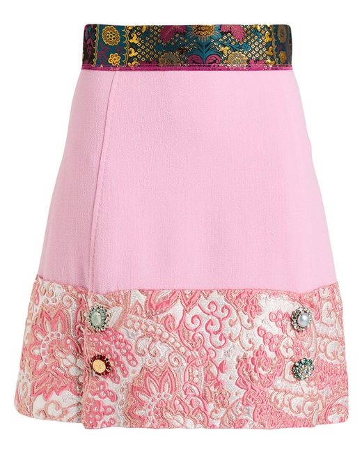 Dolce & Gabbana Pink Light Mini Skirt Wool, Polyester, Silk, Acrylic, Metallic Polyester