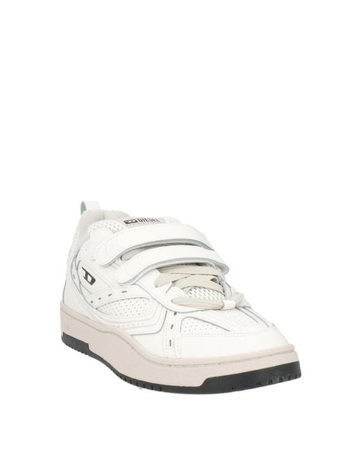 DIESEL White Sneakers Leather, Textile Fibers for men