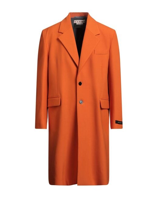 Marni Orange Overcoat & Trench Coat Polyester, Virgin Wool, Elastane, Polyamide for men