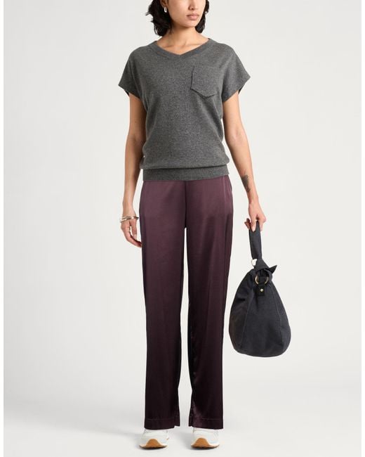Roberto Collina Purple Plum Pants Silk, Elastane