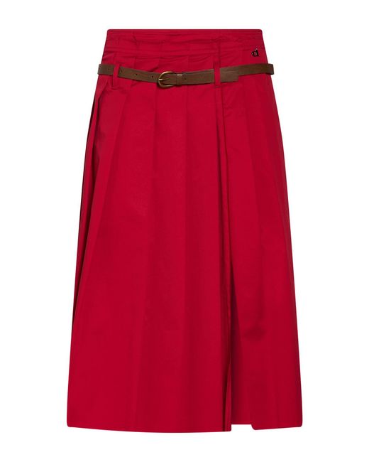 Dixie Red Midi Skirt Cotton, Elastane