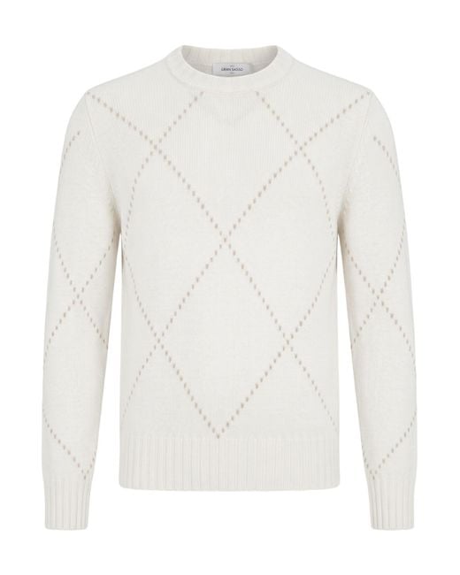 Gran Sasso White Sweater Virgin Wool, Viscose, Cashmere for men