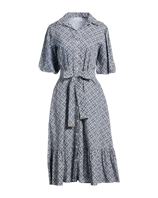LUCKYLU  Milano Gray Midi Dress Cotton, Elastane