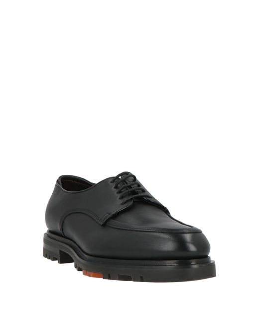Santoni Black Lace-Up Shoes Leather for men