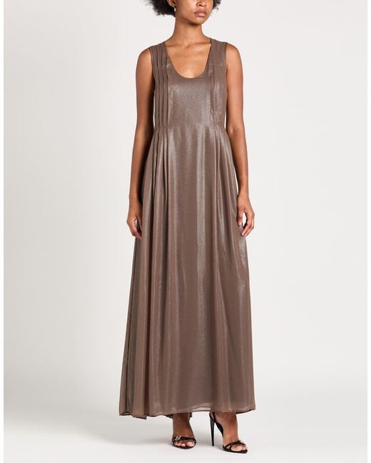 Peserico Brown Maxi Dress Polyester
