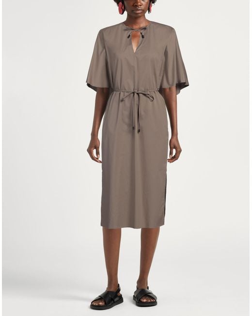 Peserico Brown Midi Dress Cotton, Elastane