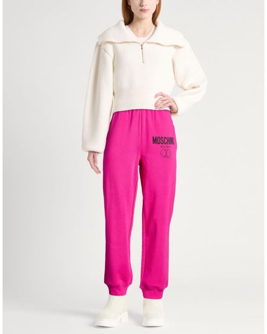 Moschino Pink Couture X Smiley World Fuchsia Pants Cotton