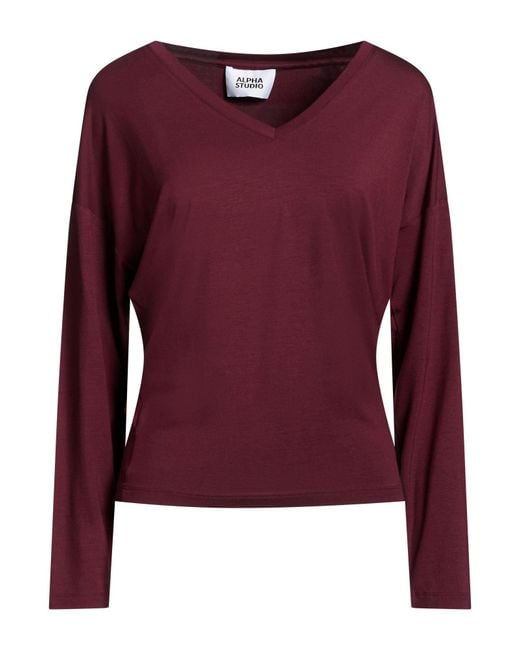Alpha Studio Red Burgundy T-Shirt Viscose, Elastane
