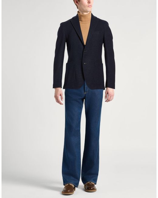 Tombolini Blue Midnight Blazer Wool, Polyester, Cotton for men