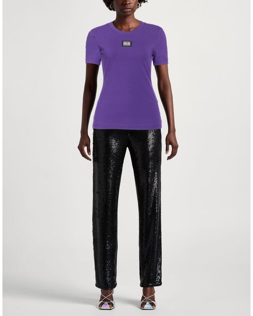 Versace Jeans Couture Purple T-Shirt Cotton, Elastane