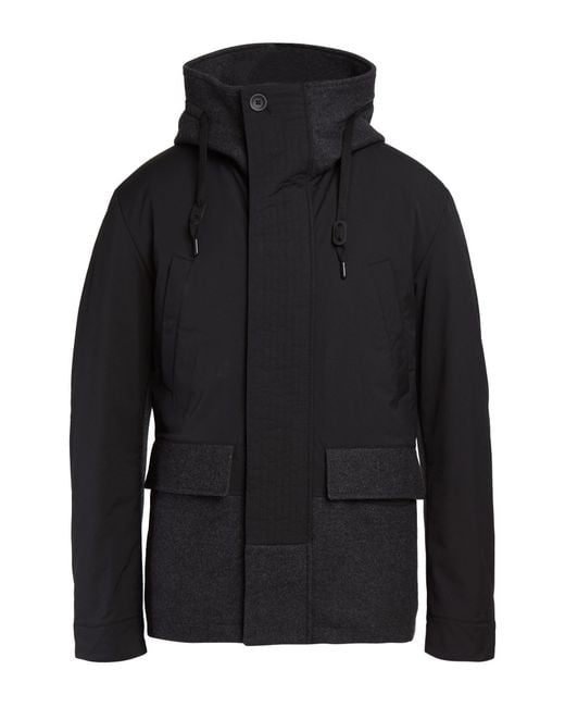 Herno Black Jacket Wool, Polyamide, Polyester for men