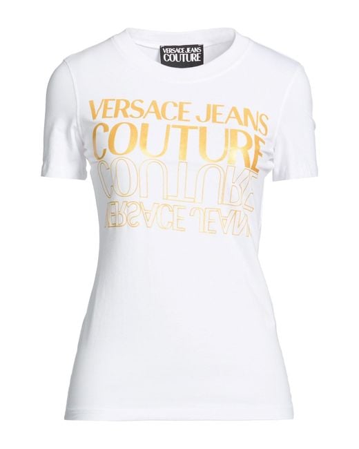 Versace Jeans Couture White T-Shirt Cotton, Elastane