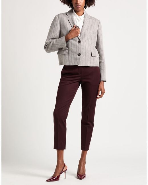 Brunello Cucinelli Gray Blazer Linen, Polyamide, Brass