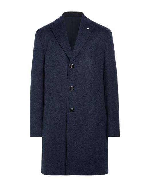 Luigi Bianchi Blue Midnight Coat Wool, Cashmere for men