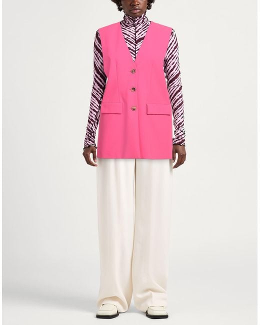 Semicouture Pink Tailored Vest Polyester, Viscose, Elastane