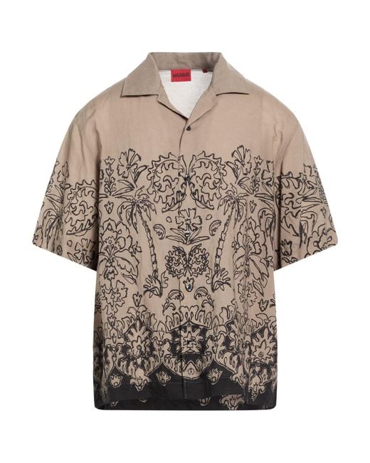 HUGO Gray Shirt Linen, Lyocell for men