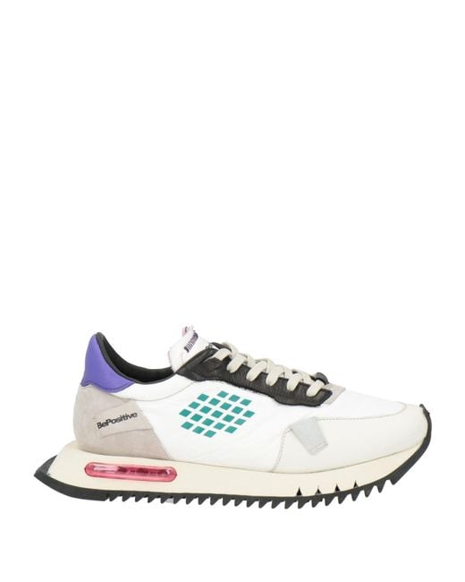 Blauer White Sneakers Leather, Textile Fibers