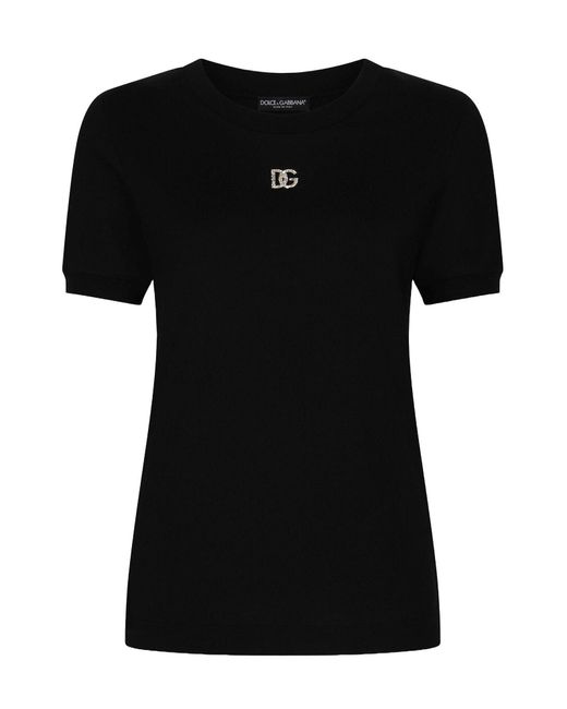 DG Crystal Logo T Shirt para Dolce & Gabbana de color Black