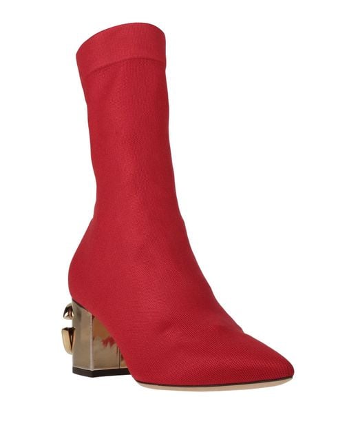 Dolce & Gabbana Red Ankle Boots Textile Fibers