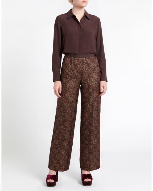 Siyu Brown Pants Wool, Lurex, Silk, Nylon, Cotton
