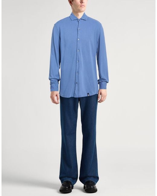 Drumohr Blue Shirt Cotton for men