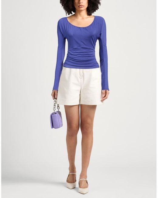 Victoria Beckham Blue T-Shirt Polyester, Elastane