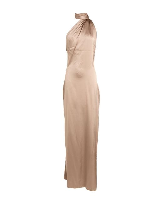 Stephan Janson Natural Khaki Maxi Dress Silk, Elastane