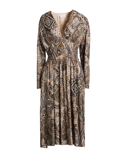 Gaelle Paris Brown Taupe Midi Dress Viscose, Polyester