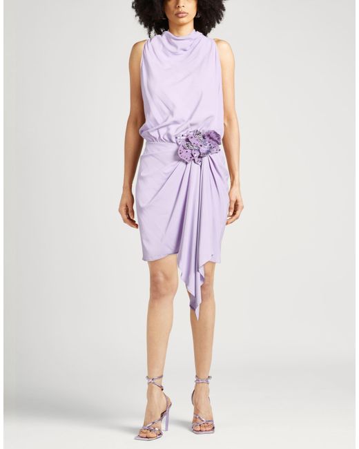 Amen Purple Lilac Mini Dress Acrylic, Silk, Elastane